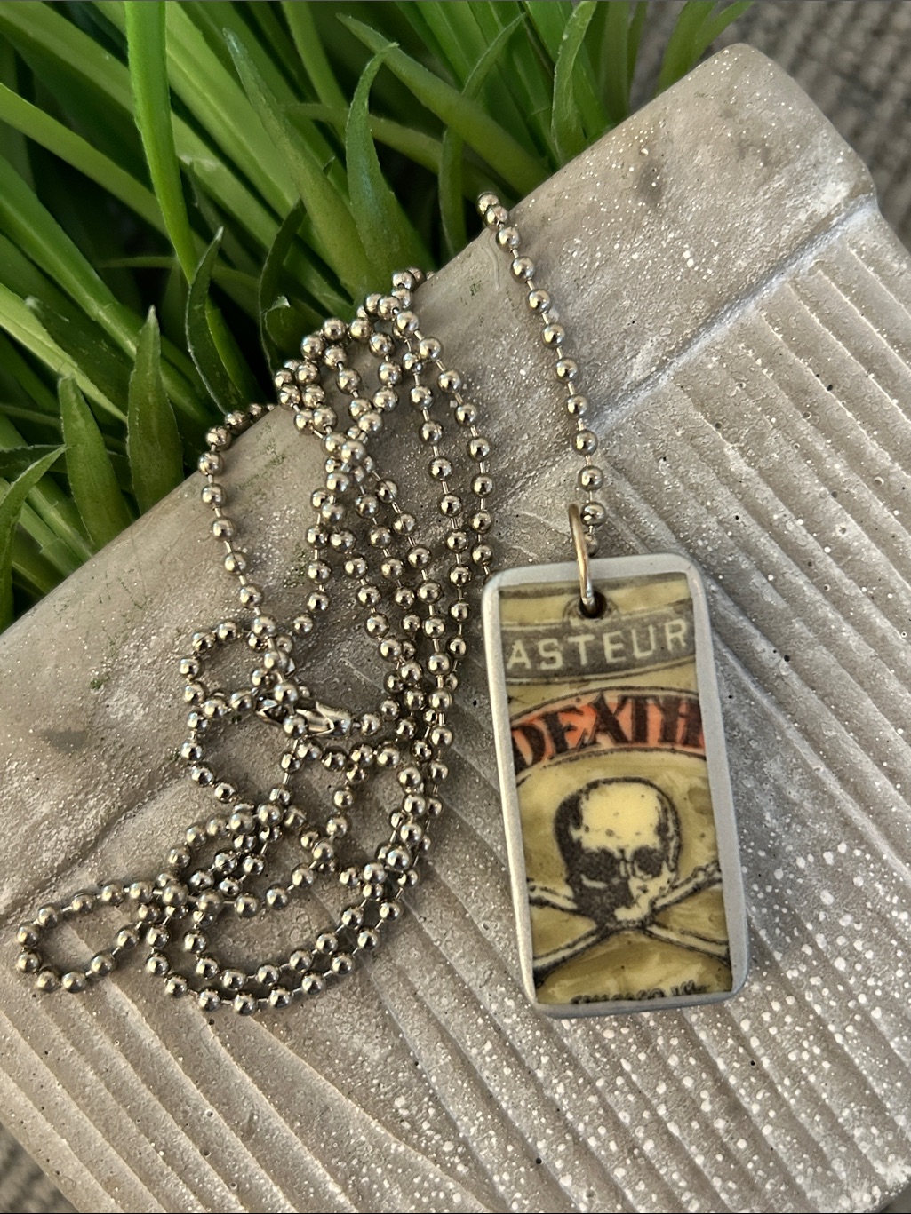 Drink Me Domino Pendant Necklace New Handmade Art Reversible Pips 3/3 On Back